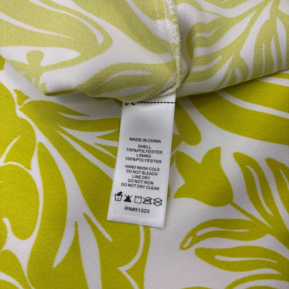 CeCe Yellow White Floral V-Neck Puff Sleeve Blouse - Picture 7 of 13
